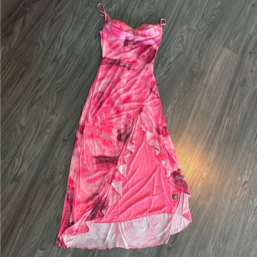 Fashion Nova Pink and Black High Low Dress